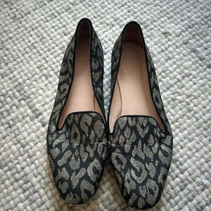 J. Crew Black and Gold Women's Loafers size 7.5